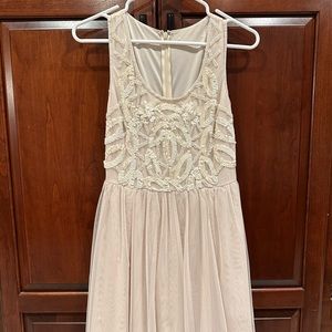 Beaded Detail Cream High-Low Dress EUC